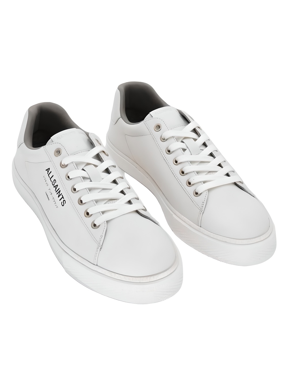 AllSaints Mens Underground Leather Low Top Sneakers Off-White Size 10M
